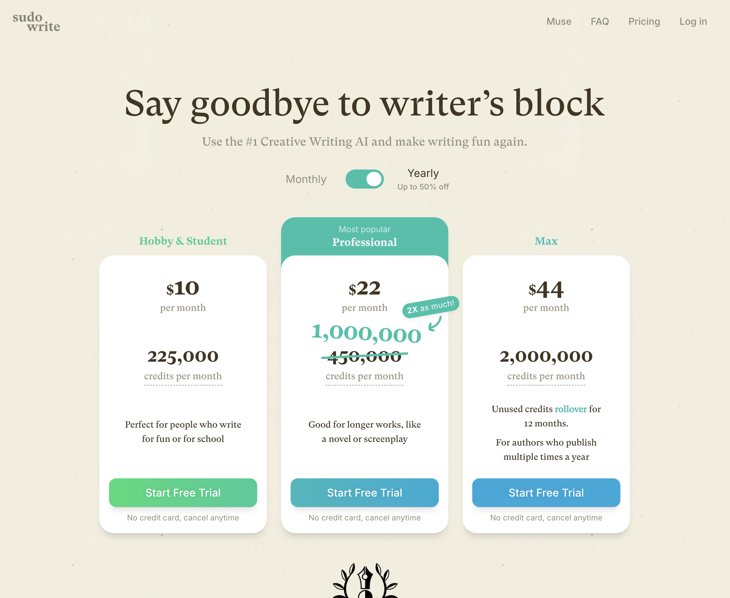We redesigned the pricing page three times, each time getting closer to something that worked for the business and met the needs of our authors.